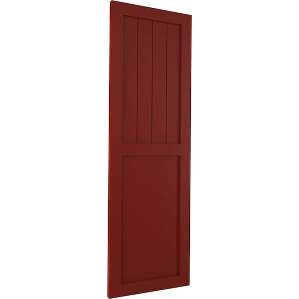 True Fit PVC Farmhouse/Flat Panel Combination Fixed Mount Shutters, Pepper Red, 18W X 39H